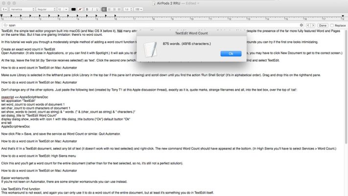 Cách đếm Số Từ Trong Textedit Trên Máy Mac